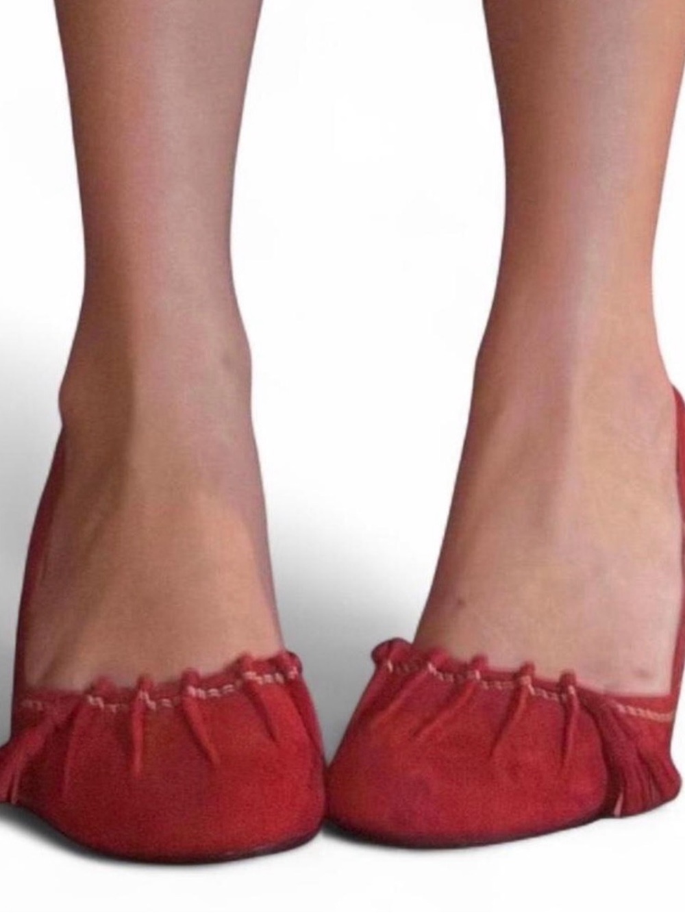 Red Women’s Ballet Kitten Heels 9 - Comfortable Slip-On Pumps